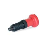 Plastic Indexing Plungers, with Steel Plunger Pin, Lock-Out and Non Lock-Out, with Red Knob