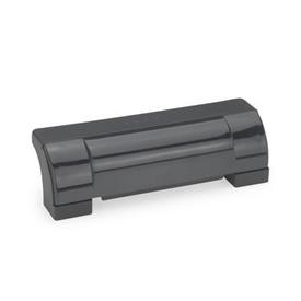 EN 630 Technopolymer Plastic Off-Set Enclosed Safety &quot;U&quot; Handles, Ergostyle®, with Counterbored Through Holes Color of the cover: DSG - Black-gray, RAL 7021, shiny finish