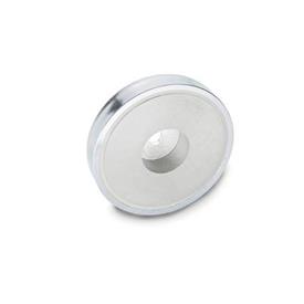 GN 50.4 Steel Retaining Magnets, Disk-Shaped, with Plain Hole Magnet material: ND - NdFeB