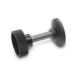Technopolymer Plastic Hollow Knurled Screws, with Stainless Steel Threaded Stud, with Swivel Thrust Pad