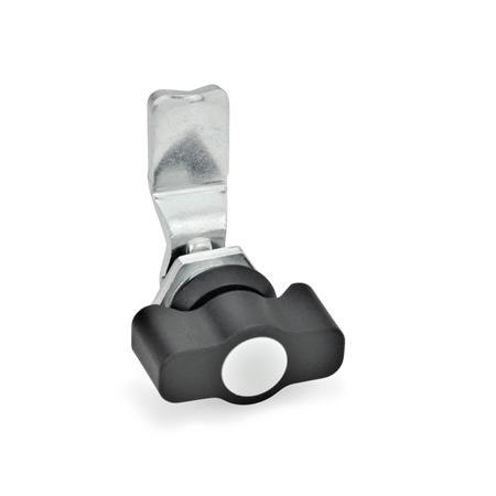 Loquets à came GN 115: Zinc moulé sous pression, avec bague de centrage avec fini poudré noir, avec éléments d'actionnement