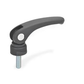 EN 926 Plastic Clamping Levers with Eccentrical Cam, with Steel Components, Threaded Stud Type Form: A - With adjustable contact plate