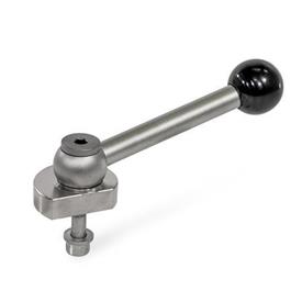 GN 918.5 Stainless Steel Eccentrical Cam Units, Radial Clamping, Screw from the Back Type: KVB - With ball lever, angular (serrations)<br />Clamping direction: R - By clockwise rotation (drawn version)