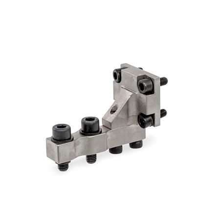 GN 868.1 Steel Gripper Jaw Block Brackets, Static Holders Type: P - Jaw blocks parallel to clamping arm
Finish: NC - Chemically nickel plated