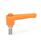 WN 304.1 Nylon Plastic Straight Adjustable Levers with Push Button, Threaded Stud Type, with Stainless Steel Components Lever color: OS - Orange, RAL 2004, textured finish
Push button color: O - Orange, RAL 2004