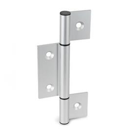 GN 2295 Aluminum Triple Winged Hinges, for Profile Systems / Panel Elements Type: A - Exterior hinge wings<br />Identification : C - With countersunk holes<br />Bildzuordnung: 165 / 335