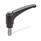 EN 603.1 Plastic Adjustable Levers, Threaded Stud Type, with Stainless Steel Components, with Push Button, Ergostyle® Color: DGR - Gray, RAL 7035, shiny finish