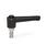 WN 304.1 Manettes indexables droites en plastique, avec bouton-poussoir, de type goujon fileté avec composants en inox Poignée Color: SW - Noir, RAL 9005, finition texturée
Push Button Color: S - Noir, RAL 9005