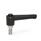 WN 304.1 Nylon Plastic Straight Adjustable Levers with Push Button, Threaded Stud Type, with Stainless Steel Components Lever color: SW - Black, RAL 9005, textured finish
Push button color: S - Black, RAL 9005