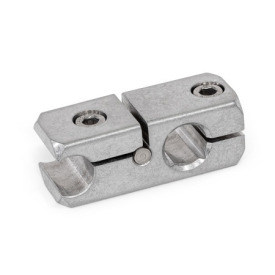 GN 474.2 Aluminum Rail Mounting Clamps, Splittable, with Cross / Parallel Bore Type: P - With parallel bore<br />Finish: MT - Matte, tumbled finish