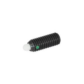  DNSP Steel Spring Plungers, with Delrin® Plastic Nose Pin, with Internal Hex 