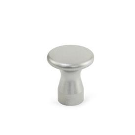 GN 75.5 Stainless Steel Mushroom Shaped Knobs, with Tapped Hole or Threaded Stud Type: D - With tapped hole<br />Finish: MT - Matte shot-blasted finish