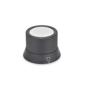 GN 726.2 Aluminum Knurled Control Knobs, Plain Bore or Collet Type Type: A - With arrow<br />Identification No.: 2 - With collet