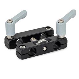 GN 474.3 Aluminum Parallel Mounting Clamps with Adjustable Spindle Type: K - With two adjustable levers and two socket cap screws<br />Finish: ELS - Anodized finish, black