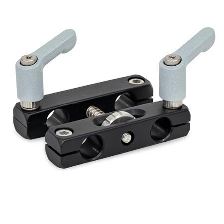 GN 474.3 Aluminum Parallel Mounting Clamps with Adjustable Spindle Type: K - With two adjustable levers and two socket cap screws
Finish: ELS - Anodized finish, black