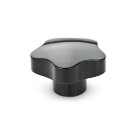 EN 5337 Phenolic Plastic Solid Five-Lobed Knobs, with Brass Blind or Through Tapped Insert Type: E - With tapped blind bore