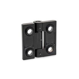 GN 237.3 Stainless Steel Heavy Duty Hinges Type: B - With bores for countersunk screws with centering guides<br />Finish: SW - Black, RAL 9005, textured finish