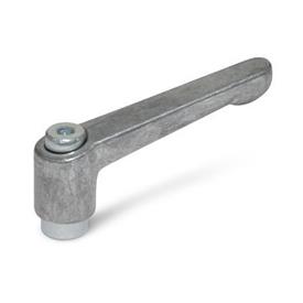 GN 300.2 Zinc Die-Cast Adjustable Levers, Tapped Type, with Zinc Plated Steel Components Color (Finish): RH - Uncoated
