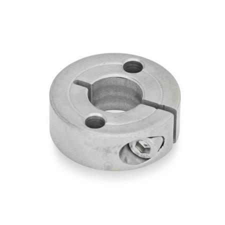GN 7062.2 Collares de fijación semipartidos de acero inoxidable, con agujeros de montaje Tipo: A - Con dos agujeros lisos
