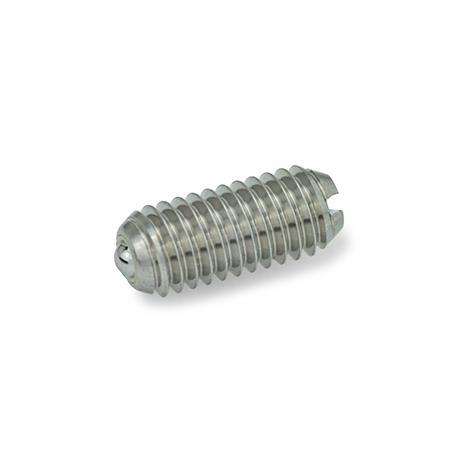 GN 615.8 Stainless Steel Ball Plungers, with Friction Bearing, with Slot Type: KN - Stainless steel, standard spring load