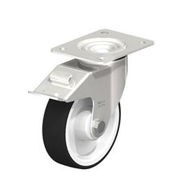 LEX-POTH Rodaja giratoria de acero inoxidable con rueda con banda de poliuretano, con placa de montaje Type: XR-FI