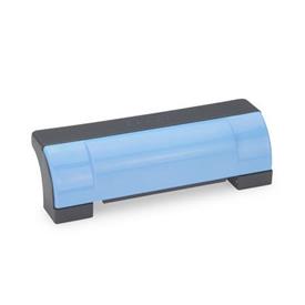EN 630 Technopolymer Plastic Off-Set Enclosed Safety &quot;U&quot; Handles, Ergostyle®, with Counterbored Through Holes Color of the cover: DBL - Blue, RAL 5024, shiny finish
