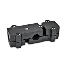 GN 195 Aluminum T-Angle Connector Clamps, Multi-Part Assembly Bildzuordnung: B - Bore<br />Finish: SW - Black, RAL 9005, textured finish