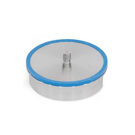 GN 7080 Discos adhesivos de acero inoxidable, con espárrago roscado, diseño higiénico Material de junta de sellado: E - EPDM