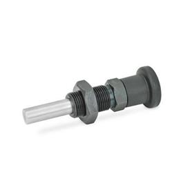 GN 817.8 Steel Indexing Plungers, Lock-Out and Non Lock-Out, with Removable Pin Type: BK - Non lock-out, with lock nut
