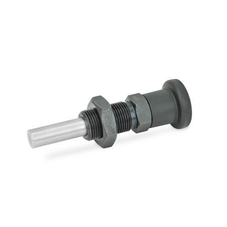 GN 817.8 Steel Indexing Plungers, Lock-Out and Non Lock-Out, with Removable Pin Type: BK - Non lock-out, with lock nut