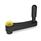 EN 670 Plastic Crank Handles, with Revolving Handle, with Bore, Ergostyle® Color of the cover cap: DGB - Yellow, RAL 1021, matte finish