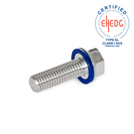 GN 1581 Stainless Steel Hex Head Screws, Low-Profile Head, Hygienic Design Finish: PL - Polished finish (Ra < 0.8 µm)<br />Sealing ring material: H - HNBR