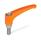 EN 602.1 Zinc Die-Cast Adjustable Levers, Threaded Stud Type, with Stainless Steel Components, Ergostyle® Color: OS - Orange, RAL 2004, textured finish