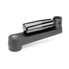 GN 471.3 Aluminum Crank Handles with Locking Retractable Handle, with Steel Retractable Mechanism Bore code: B - Bore