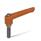 WN 300.1 Plastic Adjustable Levers, Threaded Stud Type, with Stainless Steel Components Color: OS - Orange, RAL 2004, textured finish