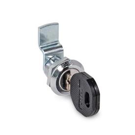 GN 115.1 Mini cerrojos / mini cierres de leva de zinc fundido a presión, collarín de alojamiento cromado Material: ZD - Zinc fundido a presión<br />Tipo: SC - Con llave (llaves iguales)
