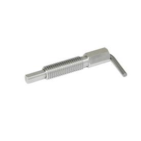 GN 7017 Doigts d'indexage en inox, avec poignée en L, types verrouillable et non verrouillable Type: B - Non verrouillable, sans contre-écrou<br />Matériau: NI - Inox