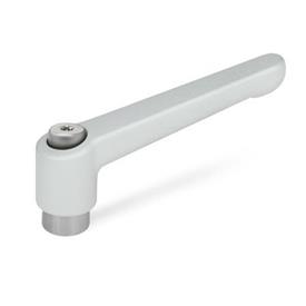 GN 300.1 Zinc Die-Cast Adjustable Levers, Tapped or Plain Bore Type, with Stainless Steel Components Color: SR - Silver, RAL 9006, textured finish