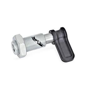 GN 712.1 Steel Cam Action Indexing Plungers, Plunger Pin Retracted in Normal Position Type: RK - Lock-out, with lock nut