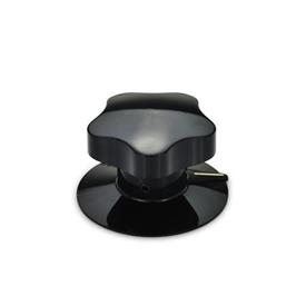 EN 5338 Plastic Five-Lobed Control Knobs, with Pointer, with or without Flanged Base Type: S - With face and pointer