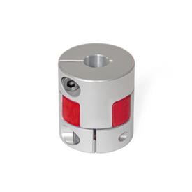 GN 2240 Aluminum Elastomer Jaw Couplings, with Clamping Hub, with Metric or Inch Bores Bore code: B - Without keyway<br />Hardness: RS - 98 shore A, red