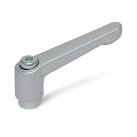 GN 300.2 Zinc Die-Cast Adjustable Levers, Tapped Type, with Zinc Plated Steel Components Color (Finish): SR - Silver, RAL 9006, textured finish