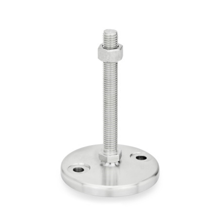 Leveling Feet GN 23: Stainless Steel, Tapped Socket or Threaded Stud Type, with Turned Base, with Mounting Holes