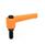 WN 304 Nylon Plastic Straight Adjustable Levers with Push Button, Threaded Stud Type, with Steel Components Lever color: OS - Orange, RAL 2004, textured finish
Push button color: S - Black, RAL 9005