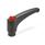 EN 603.1 Plastic Adjustable Levers, Tapped Type, with Stainless Steel Components, with Push Button, Ergostyle® Color: DRT - Red, RAL 3000, shiny finish
