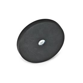 GN 51.4 Aimants de retenue en acier, forme de disque, à trou traversant, avec gaine en caoutchouc Couleur: SW - Noir