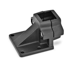 GN 166 Aluminum Off-Set Base Plate Connector Clamps, Split Assembly Bildzuordnung: V - Square<br />Finish: SW - Black, RAL 9005, textured finish