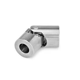 DIN 808 Stainless Steel Universal Joints with Friction Bearing, Single or Double Jointed Material: NI - Stainless steel<br />Bore code: B - Without keyway<br />Type: EG - Single jointed, friction bearing