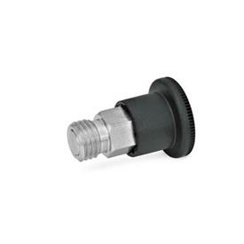GN 822.7 Stainless Steel Mini Indexing Plungers, with Plastic Knob, Lock-Out and Non Lock-Out, with Hidden Lock Mechanism Type: C - Lock-out, with plastic knob