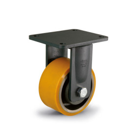 EN 22887 Steel Heavy Duty Casters, Polyurethane Wheel Tread, Cast Iron Wheel Core, Extra-Heavy Version Bearing type: K - Annular ball bearing<br />Bracket type: B - Rigid bracket<br />Coding: E - Extra-heavy version<br />Bracket material: ST - Welded steel design